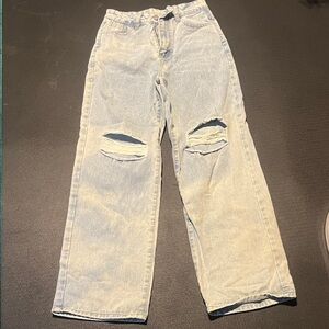 SHEIN Light Blue Relaxed Ripped Jeans for women